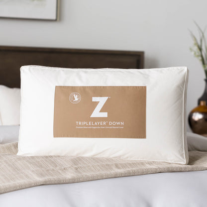 Queen Size Feather and Down Pillow with Natural Cotton Cover