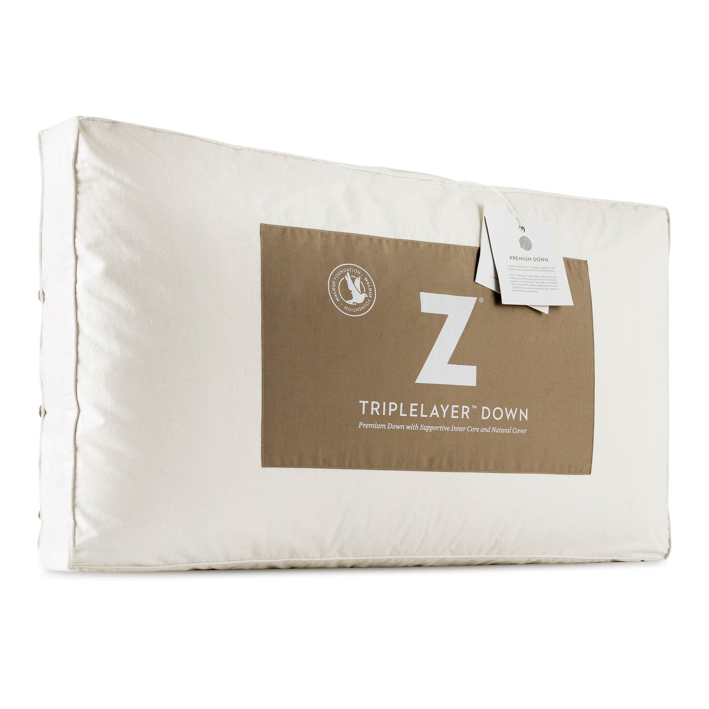 Queen Size Feather and Down Pillow with Natural Cotton Cover