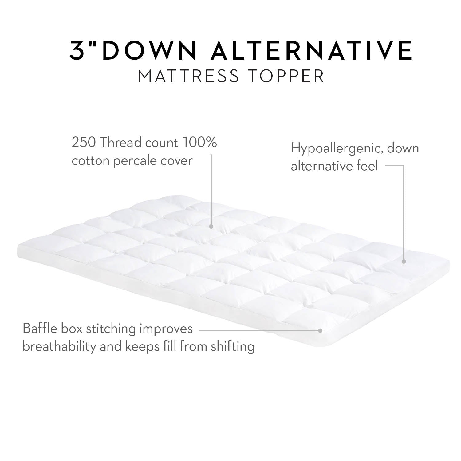3" Down Alternative Mattress Topper - Ultimate Comfort Sleep